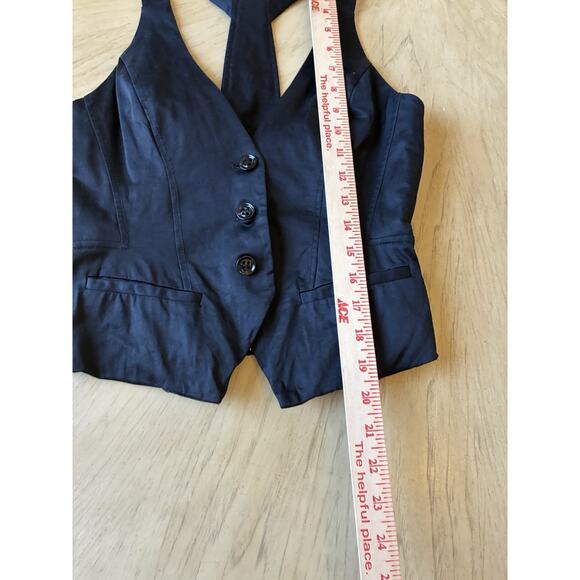 Y2k 90s Black BEBE Vest XS Academia Fitted Corset Whimsigoth Rock Office Siren - Picture 7 of 14